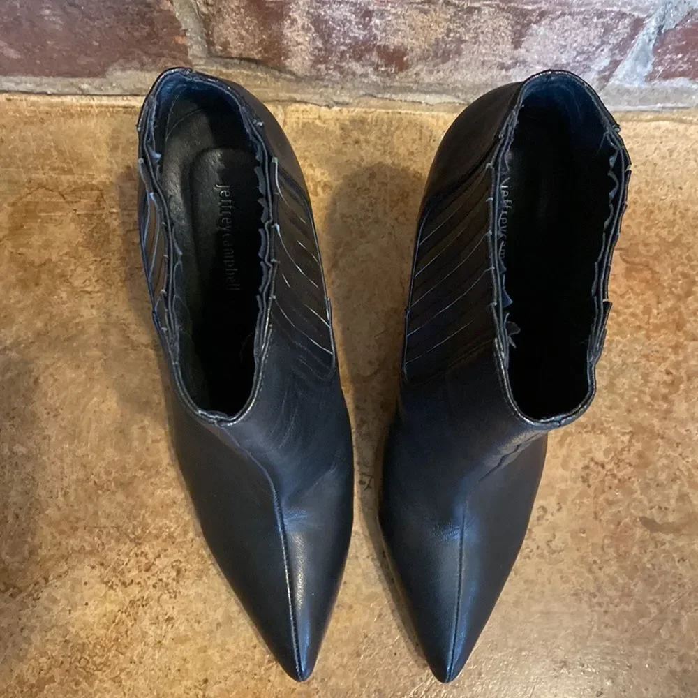 Jeffrey Campbell Women's Loveland Black smooth Leather‎ heeled Booties